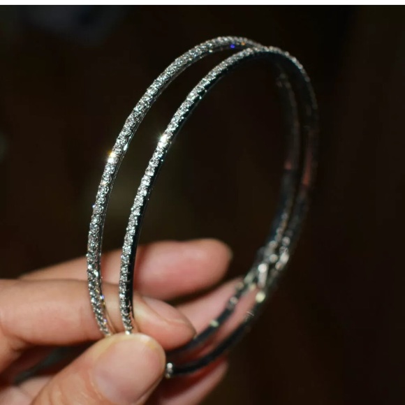 18k gold/S925 Silver Hoop Earrings for Woman round - Picture 3 of 3